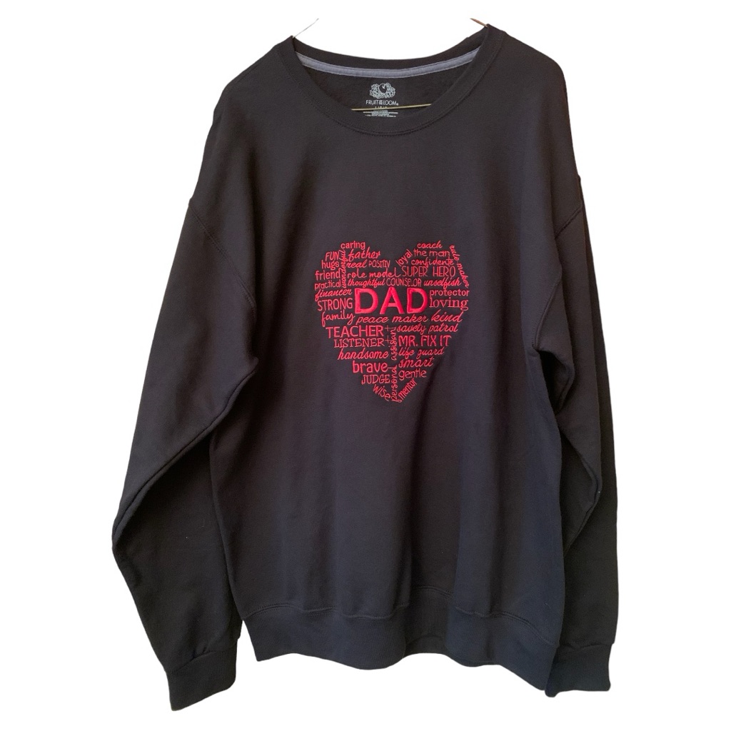 Brand New Black Fruit Of The Loom Sweatshirt With Custom Embroidery